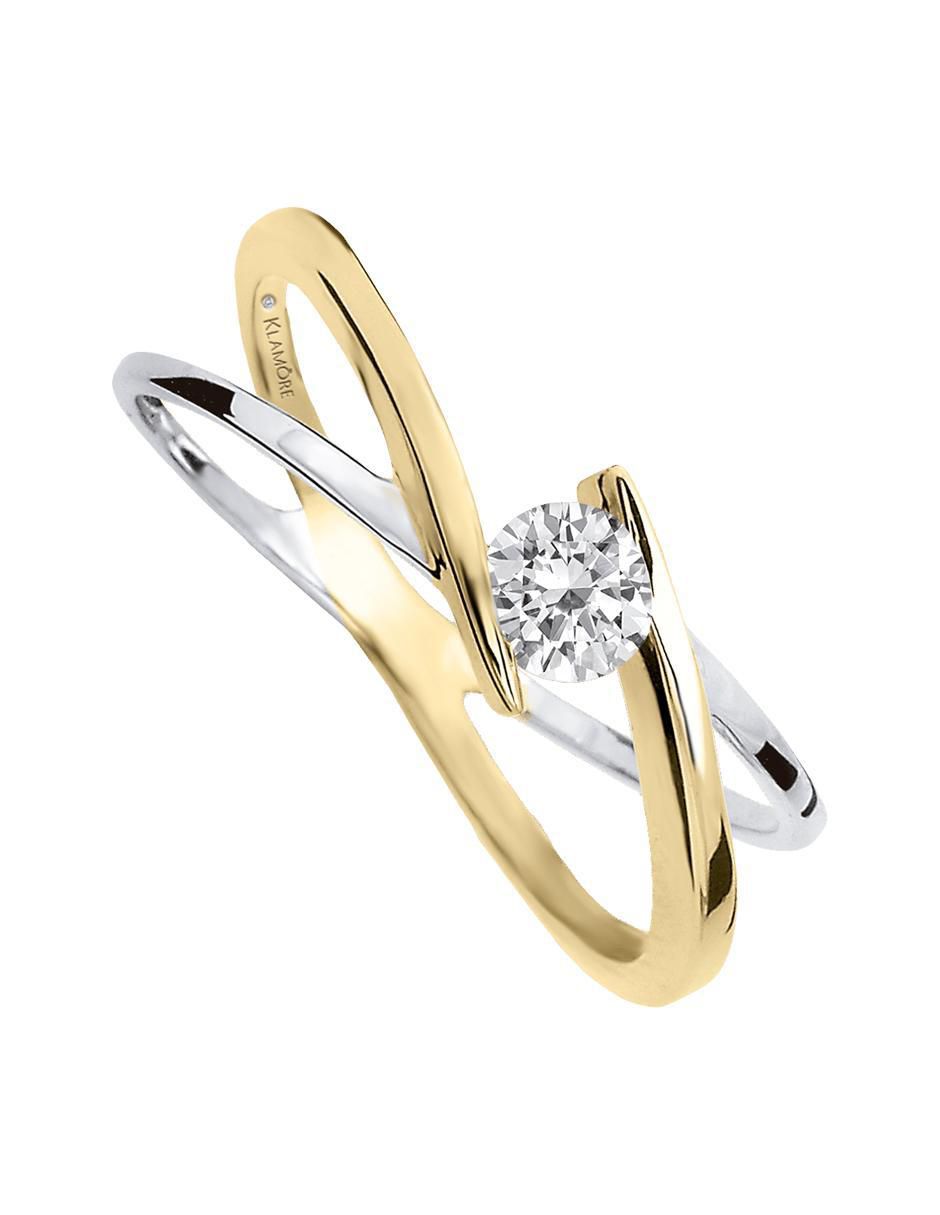 Solitario "de" oro 14 k klamore diamante