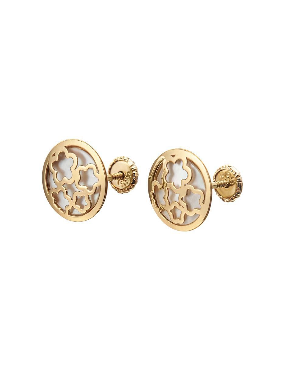 Broqueles de flor Exclusiva de oro con acabado espejo madre perla 2