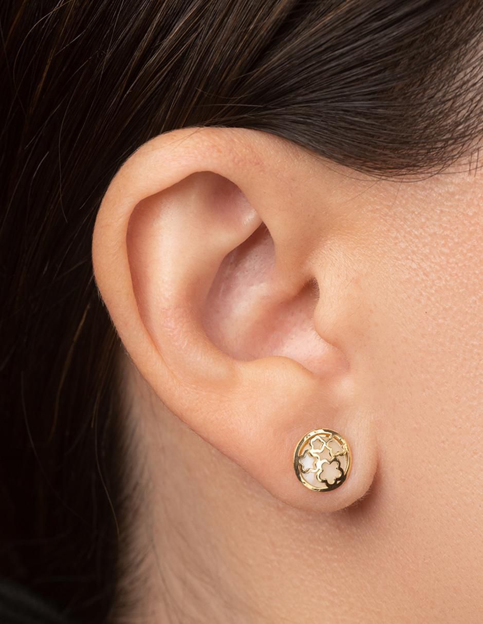 Broqueles de flor Exclusiva de oro con acabado espejo madre perla 4