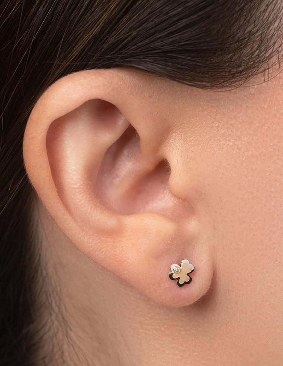 Broqueles de flor Exclusiva de oro con acabado espejo zirconia 4