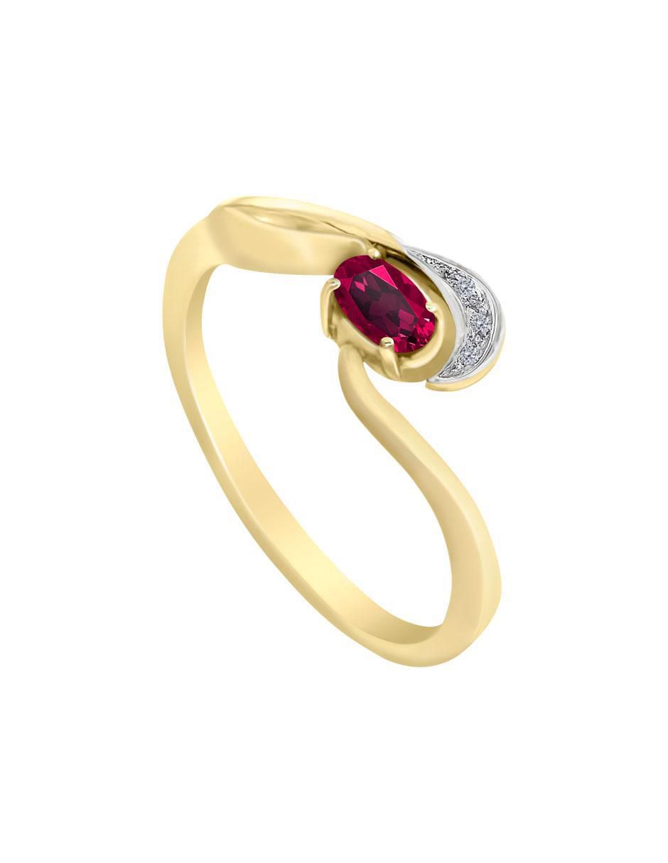 Anillo Loris 14 K de oro rubí y diamante 6