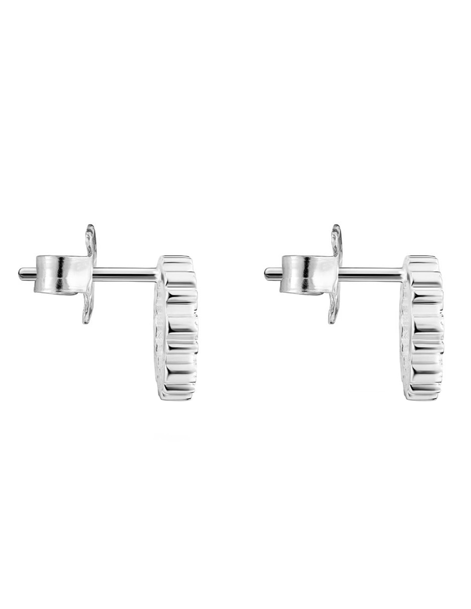 Aretes redondos Straight de plata P 925 con acabado plateado 3