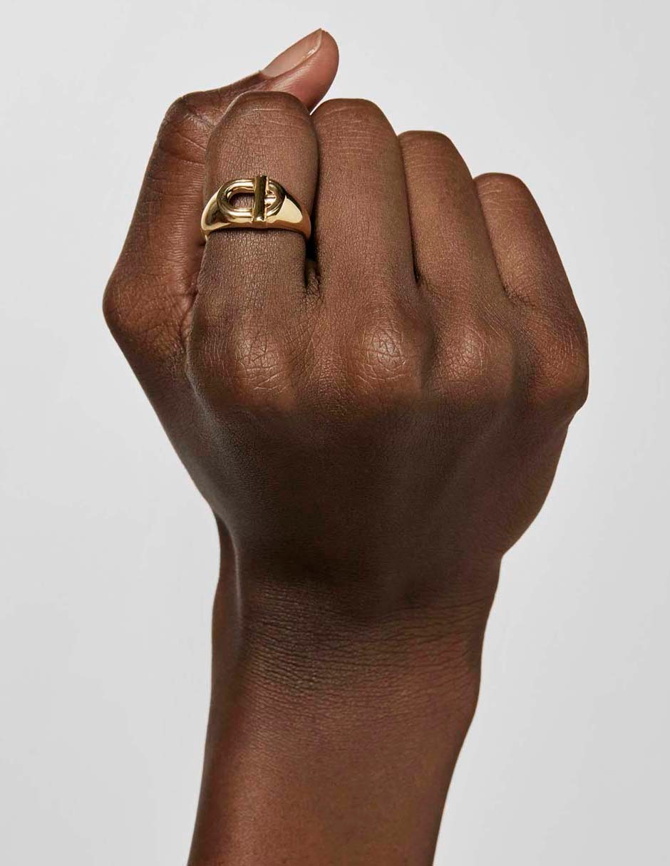 Anillo ovalado Manifesto de plata P 925 baño de oro 4