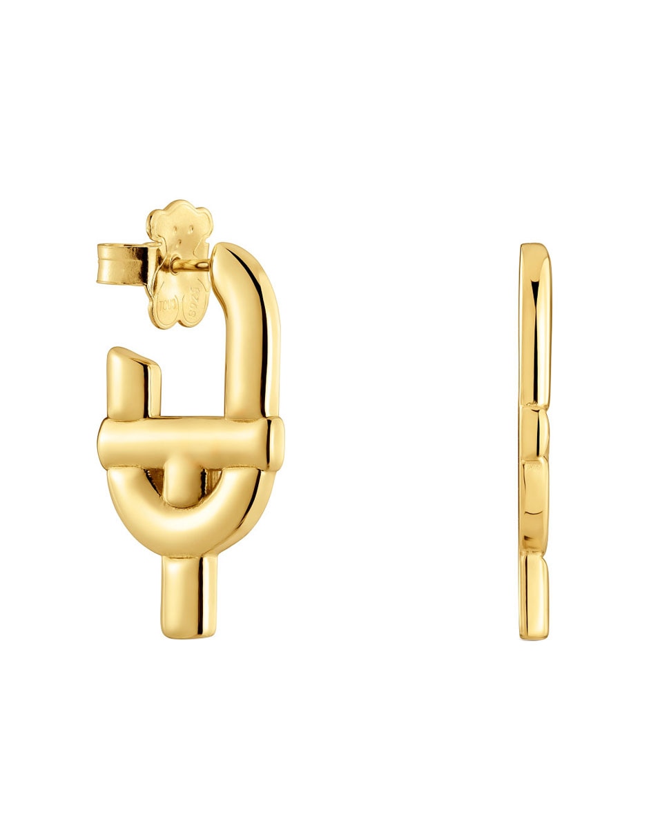 Aretes Manifesto de plata P 925 con acabado baño de oro