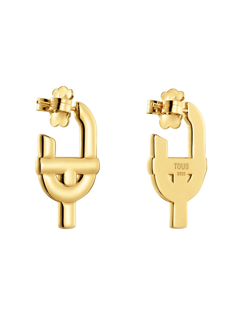 Aretes Manifesto de plata P 925 con acabado baño de oro 3