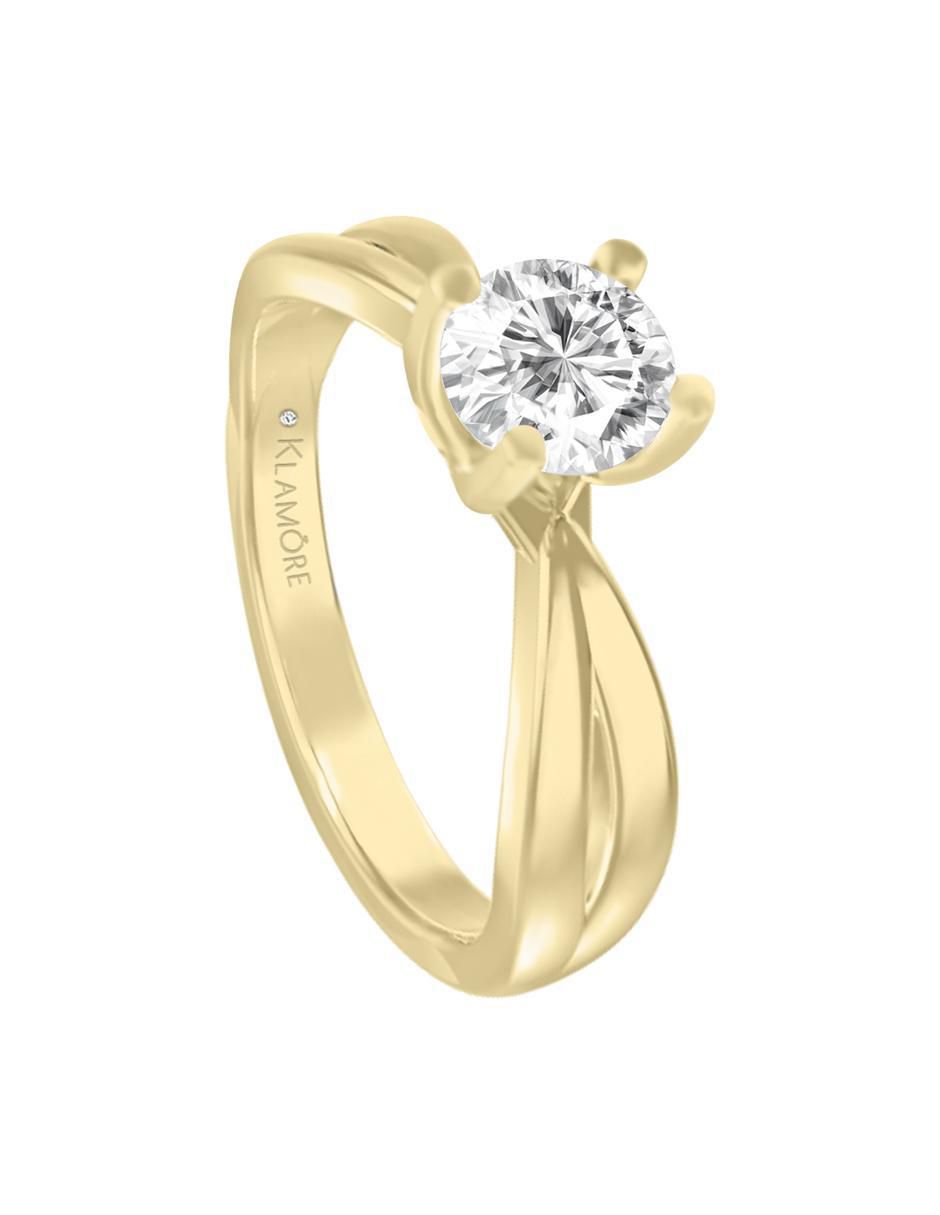 Solitario "de" oro 14 k klamore diamante