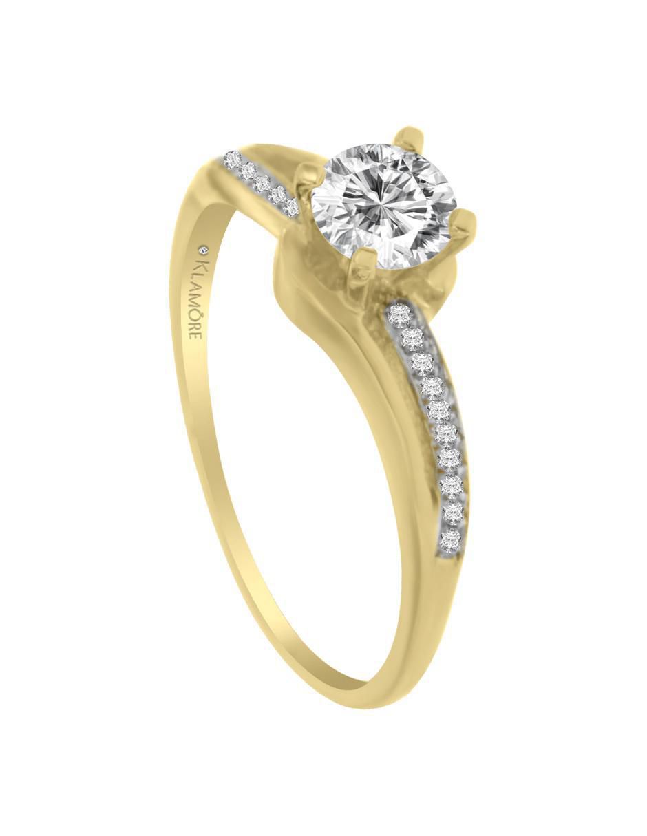 Solitario "de" oro 14 k klamore diamante
