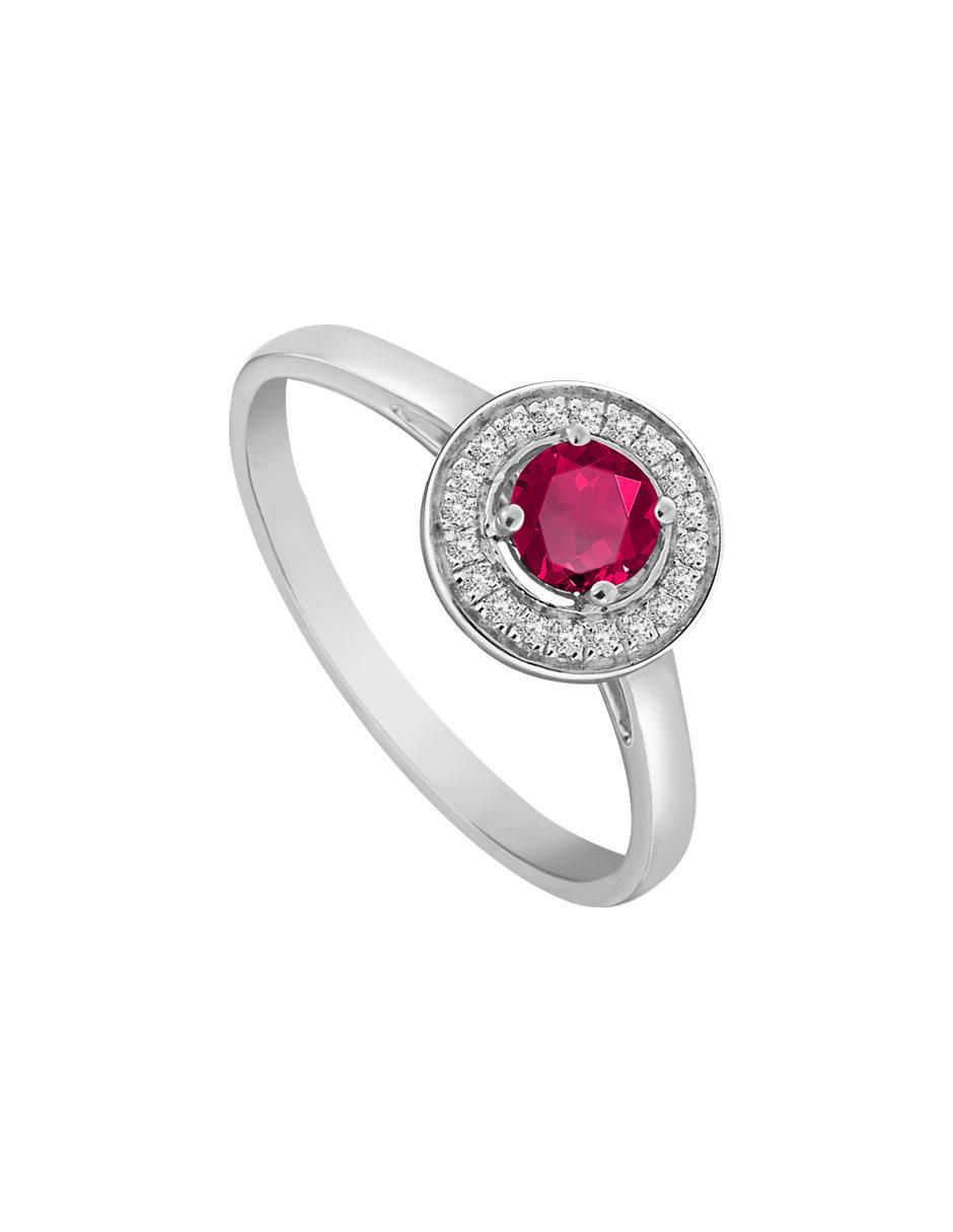 Anillo Clara 14 k de oro blanco rubí y diamante pavé 3