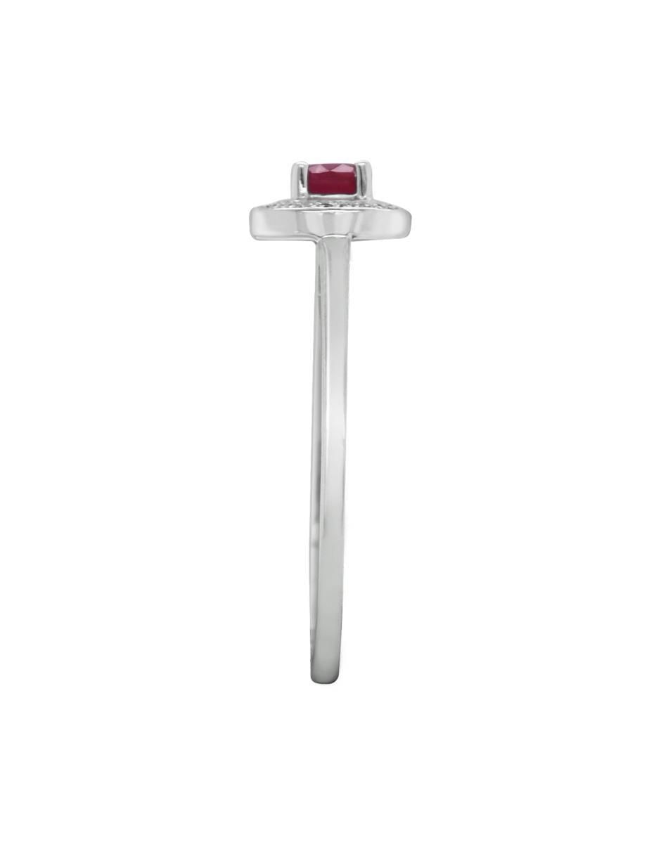 Anillo Clara 14 k de oro blanco rubí y diamante pavé 5