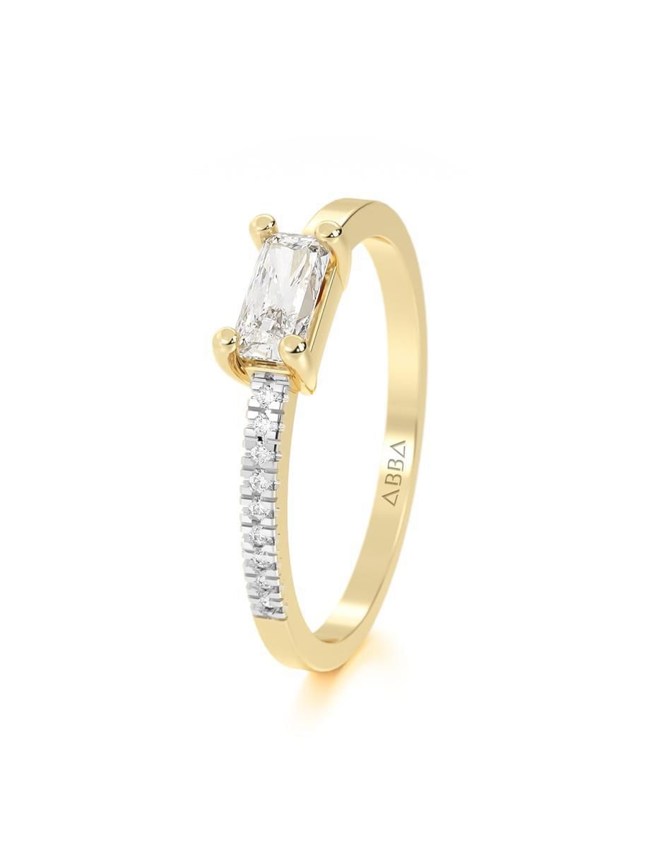 Anillo de compromiso "de" oro 10 k abba joyas sin colección zirconia