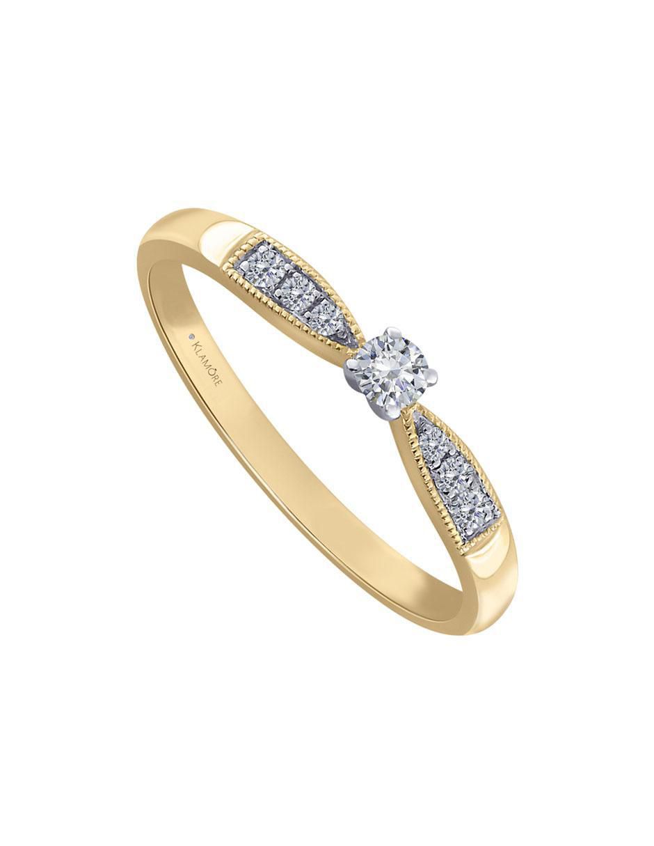 Solitario "de" oro 14 k klamore diamante