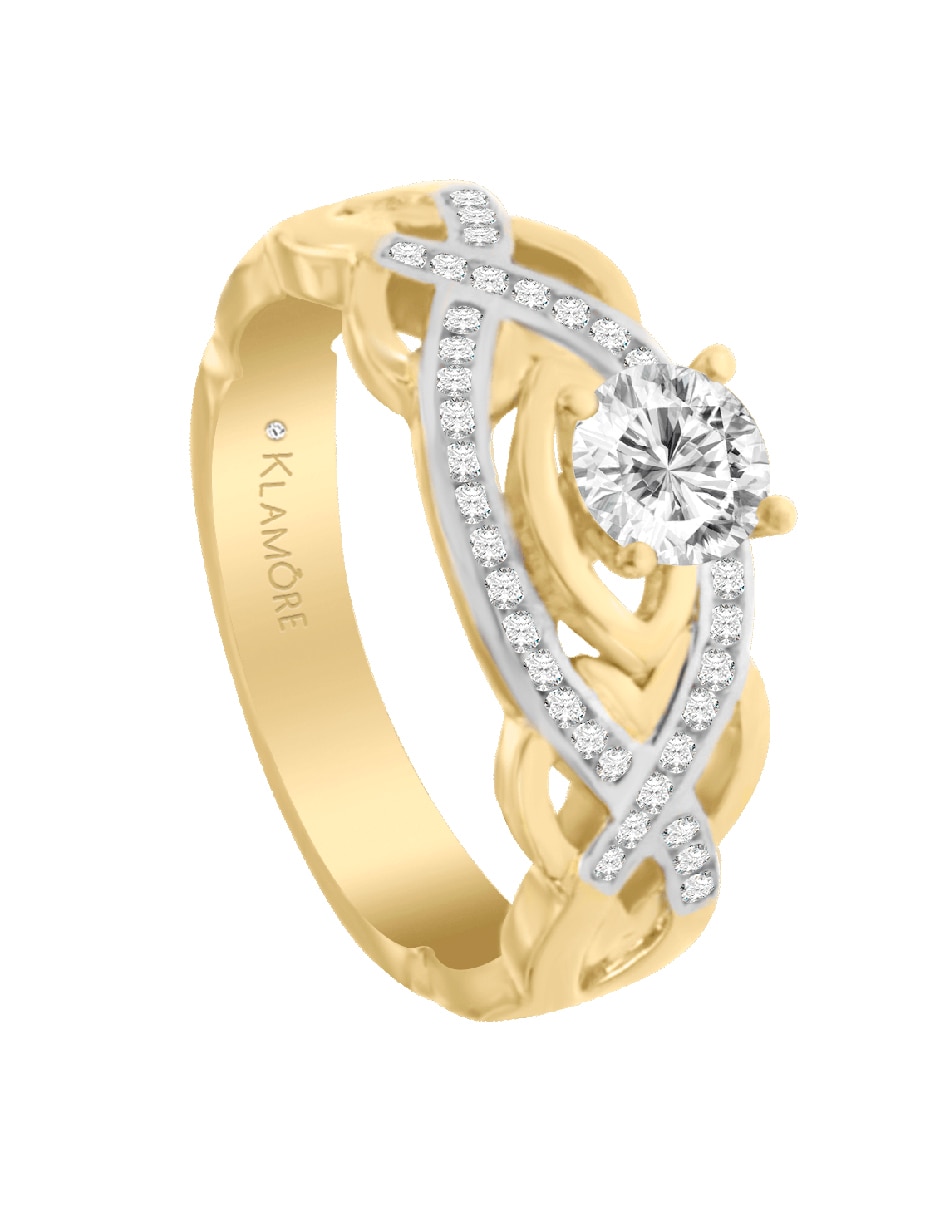 Solitario "de" oro 14 k klamore diamante