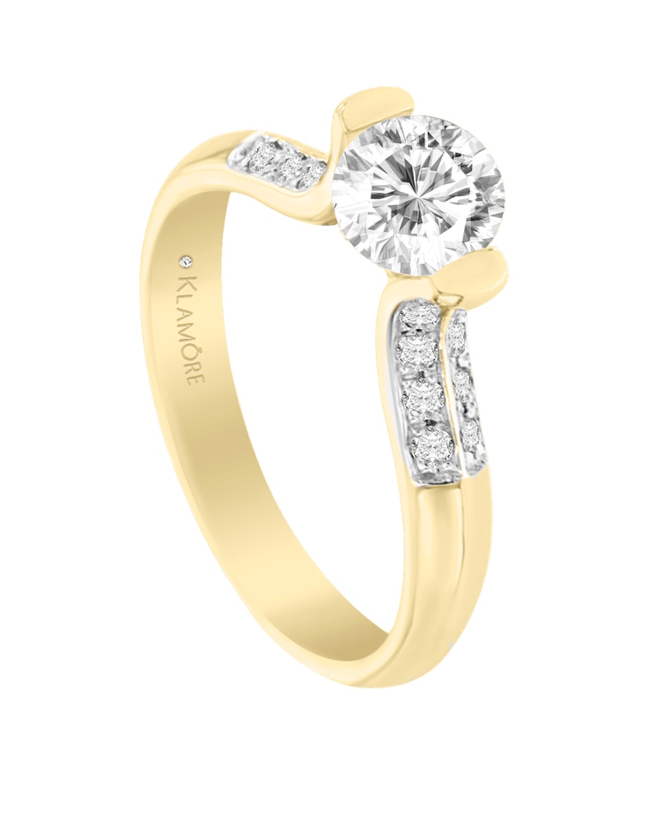 Solitario "de" oro 14 k klamore diamante