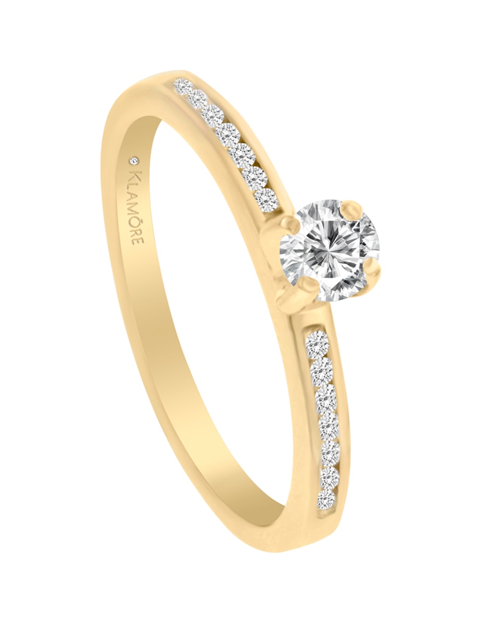 Solitario "de" oro 14 k klamore diamante