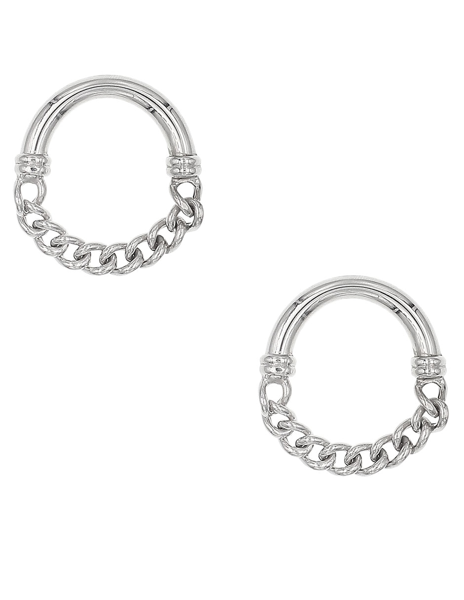 Aretes redondos de plata P 925 con acabado brillante