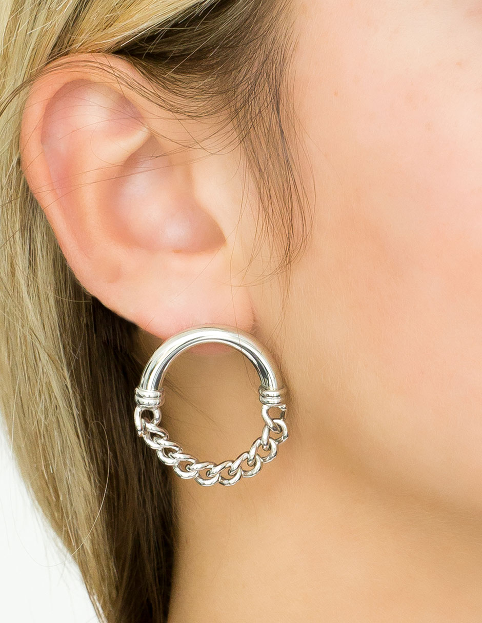 Aretes redondos de plata P 925 con acabado brillante 2