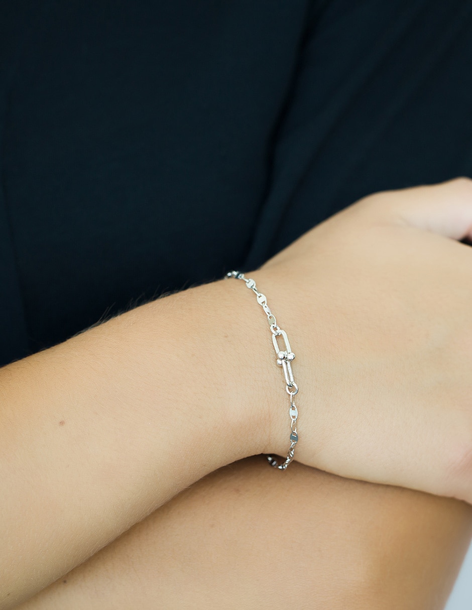 Brazalete de plata P 925 con acabado baño rodio 3