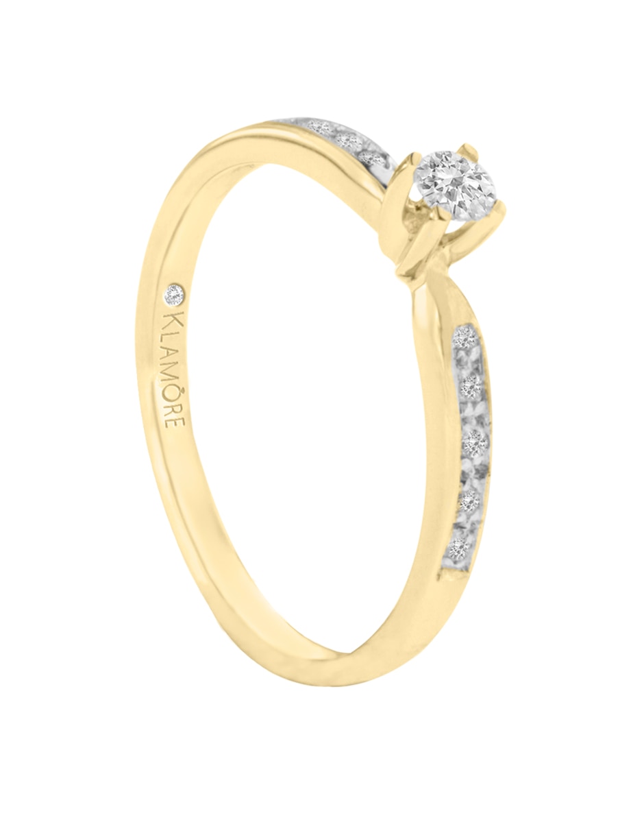 Solitario "de" oro 14 k klamore diamante