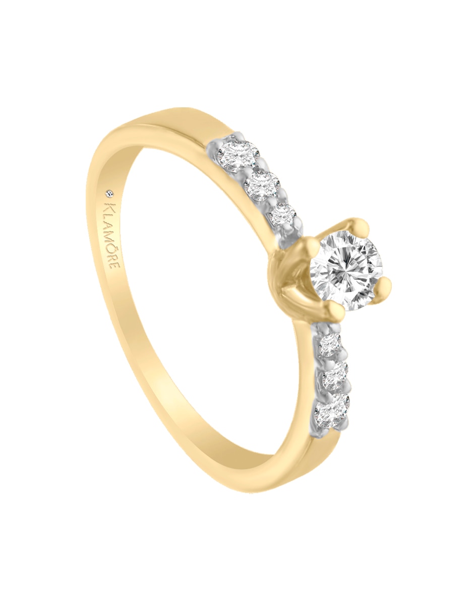 Solitario "de" oro 14 k klamore diamante