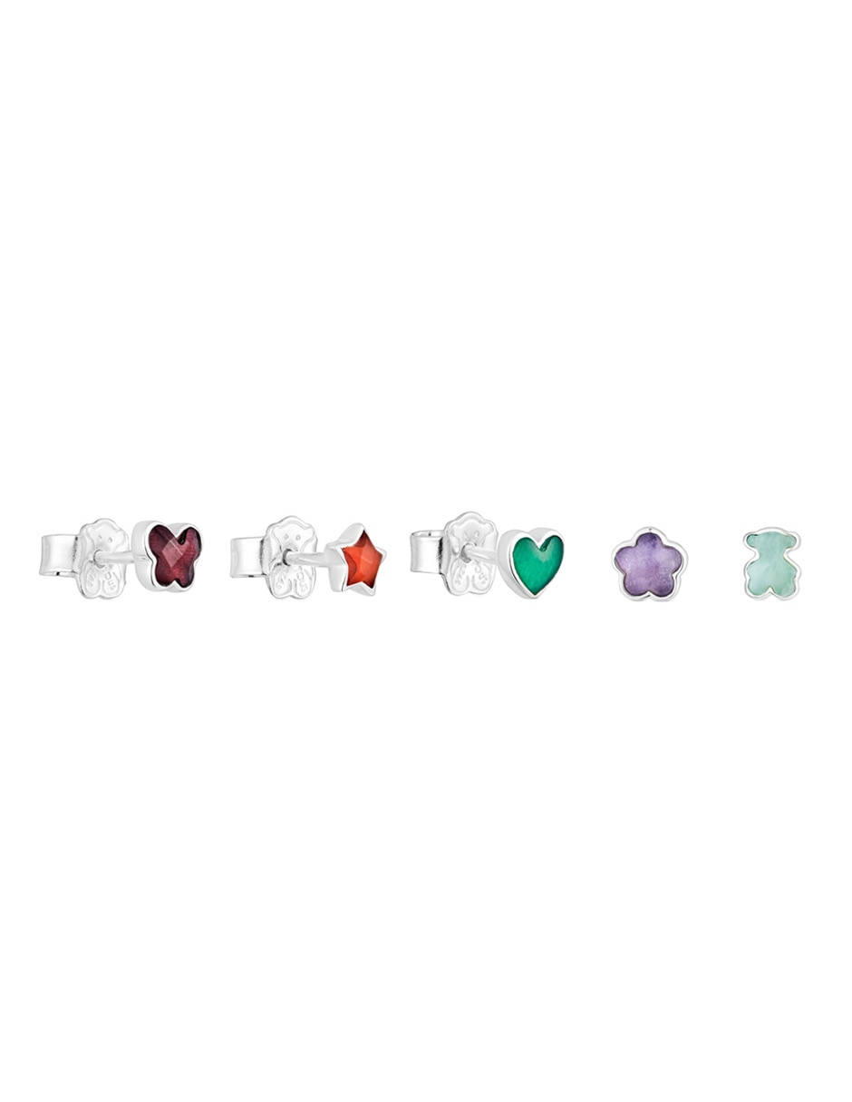 Aretes Bold Motif de plata P 925 con acabado brillante amatista 1