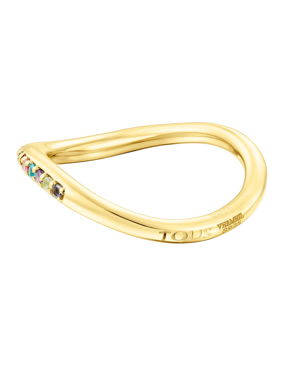 Anillo ondulado Vibrant Color P 925 de plata vermeil iolita 3