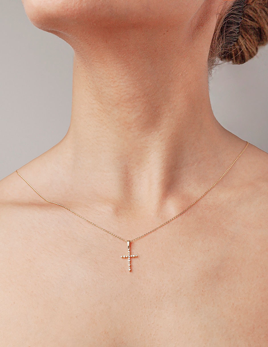 Collar de cruz de oro 14 K 4