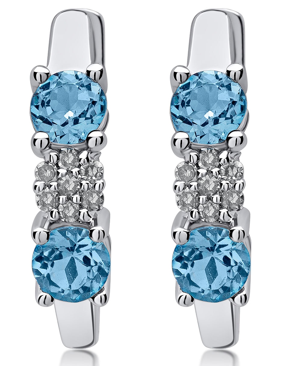 Aretes de oro blanco con acabado brillante topacio Aretes de oro blanco con acabado brillante topacio