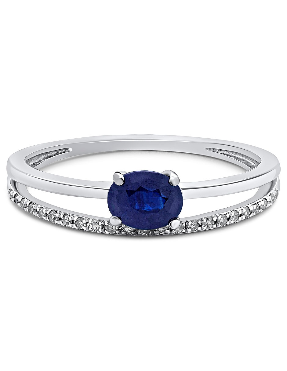 Anillo 14 k de oro blanco zafiro brillante Anillo 14 k de oro blanco zafiro brillante