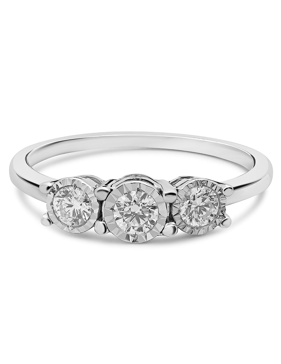 Anillo 14 k de oro blanco diamante brillante