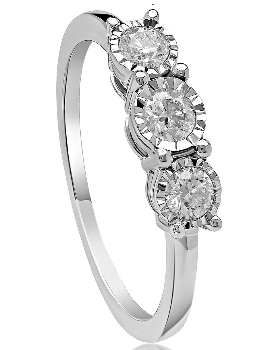 Anillo 14 k de oro blanco diamante brillante 2
