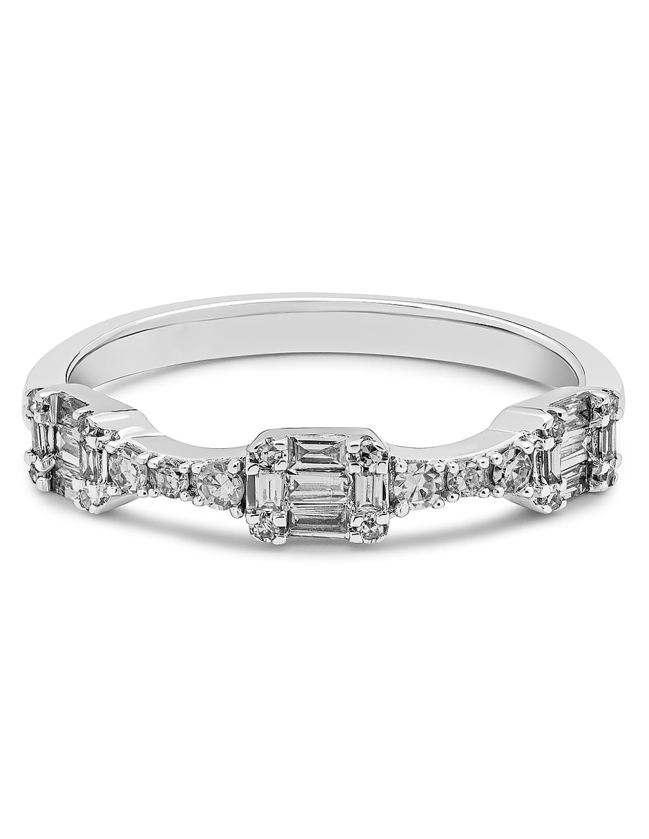 Anillo 14 k de oro blanco diamante brillante