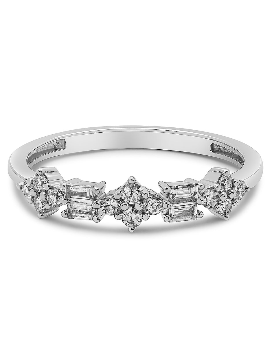 Anillo 14 k de oro blanco diamante brillante