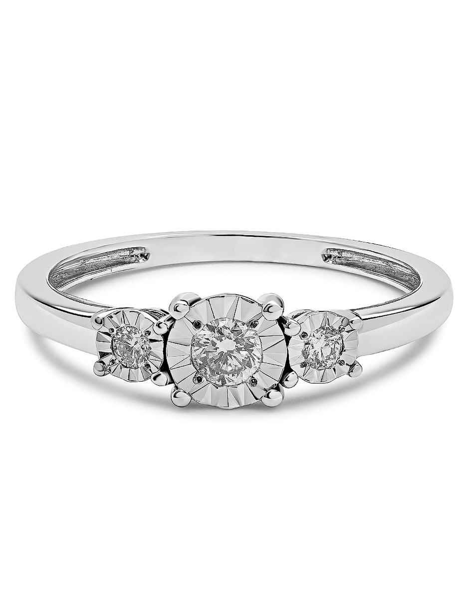 Anillo 14 k de oro blanco diamante brillante