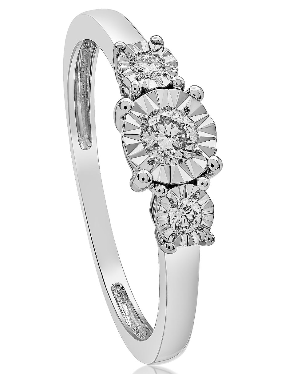 Anillo 14 k de oro blanco diamante brillante 2