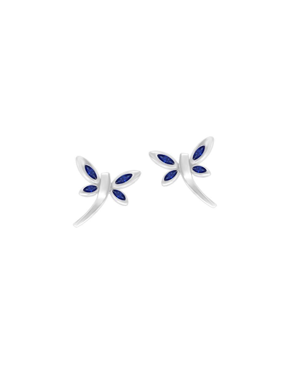 Aretes de libélula Volare de oro blanco con acabado brillante zafiro Aretes de libélula Volare de oro blanco con acabado brillante zafiro