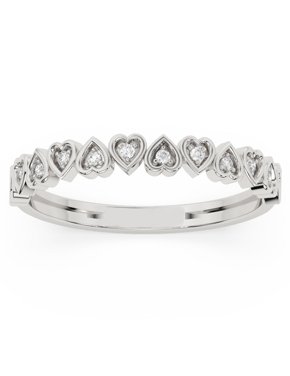 Anillo de corazón 14 k de oro blanco diamante pulido 1