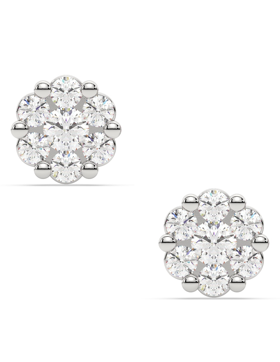 Broqueles de oro blanco 14 K con acabado pavé diamante