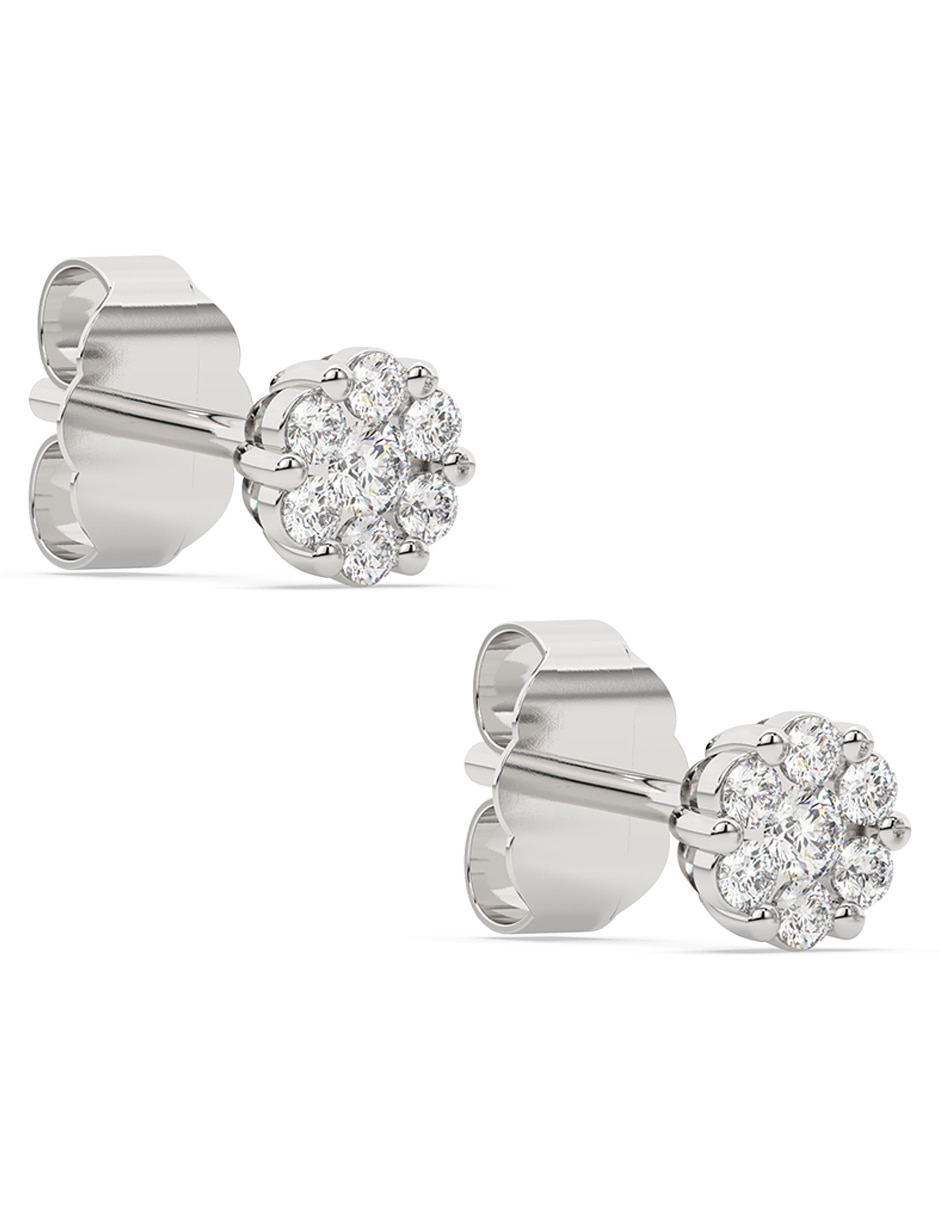 Broqueles de oro blanco 14 K con acabado pavé diamante 2