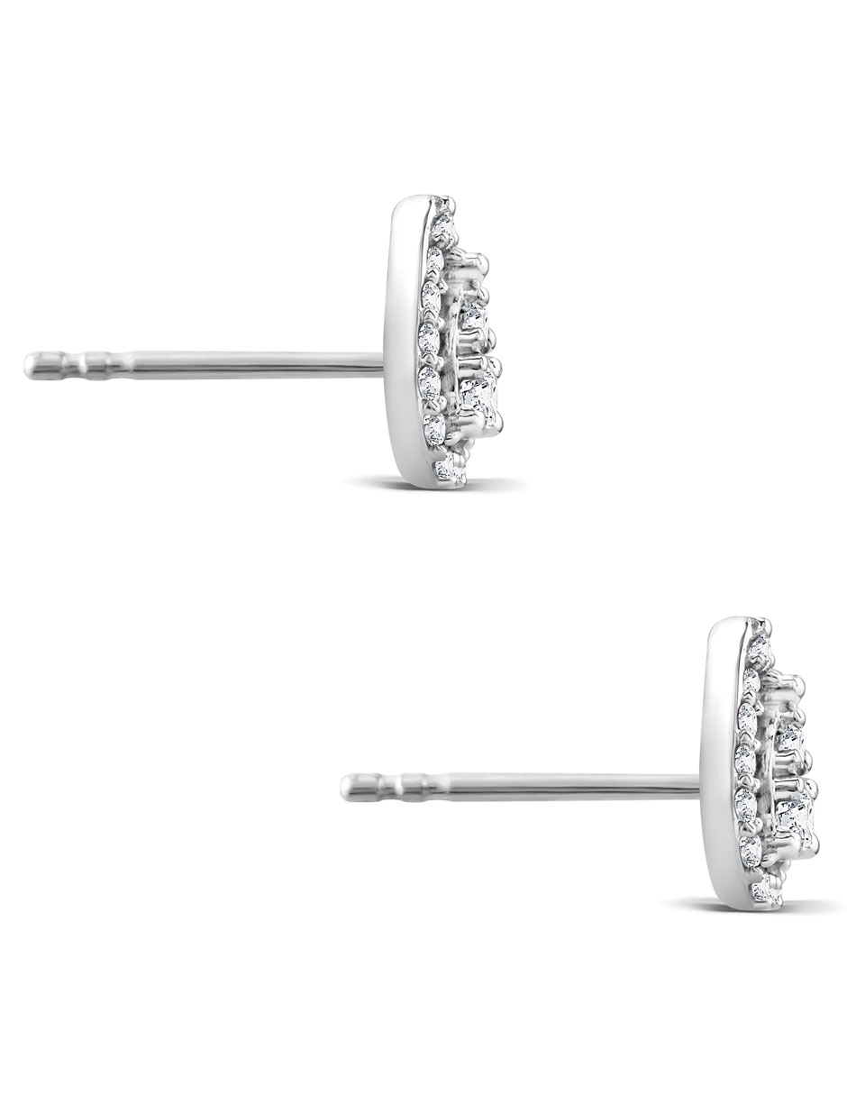 Broqueles de gota de oro blanco 14 K con acabado pavé diamante 2