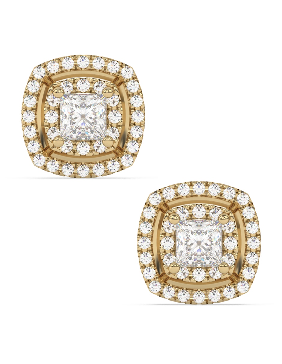 Broqueles cuadrados de oro 14 K con acabado pavé diamante Broqueles cuadrados de oro 14 K con acabado pavé diamante