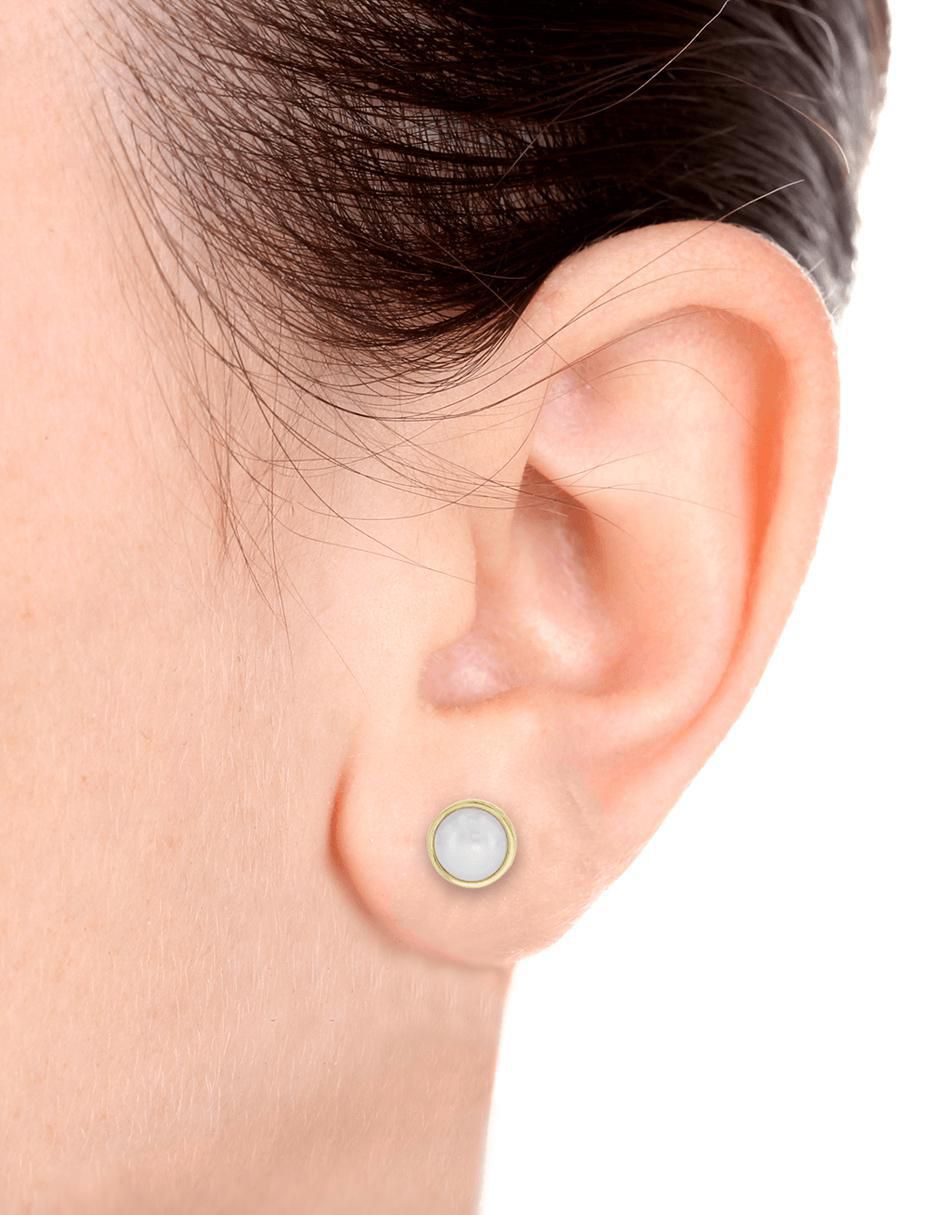 Aretes redondos Perlita de oro con acabado brillante perla 3