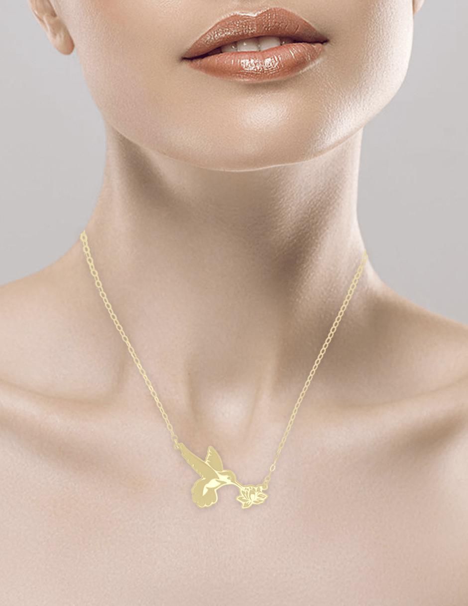 Colgante Y Dije de colibrí ailes de oro 14 K 2