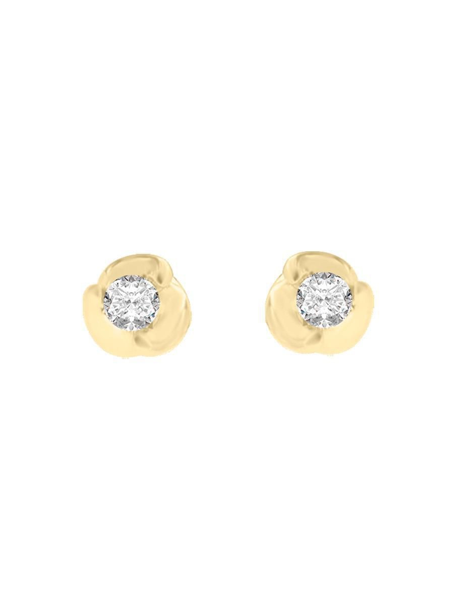 Broqueles de flor Rady de oro con acabado brillante diamante