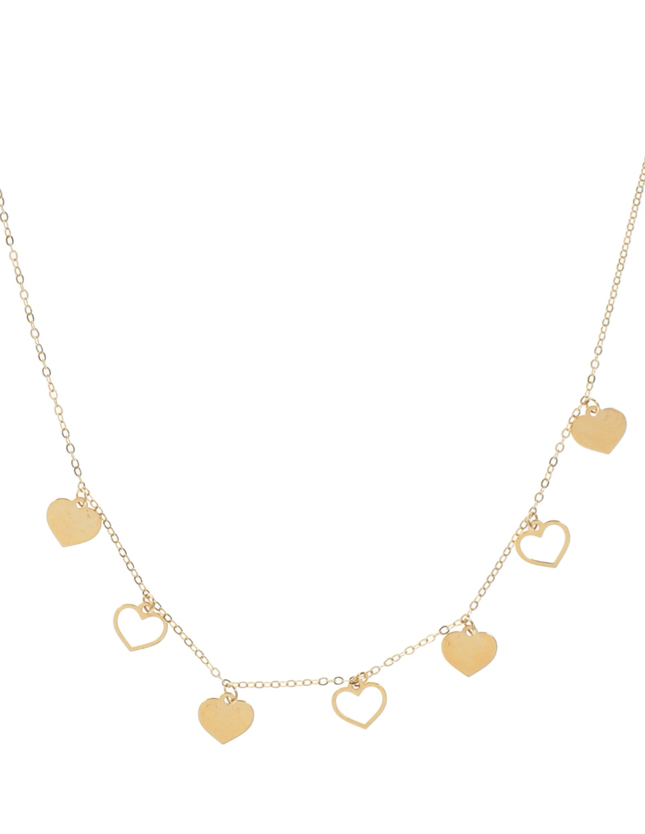 Collar de corazón de baño de oro 14 K