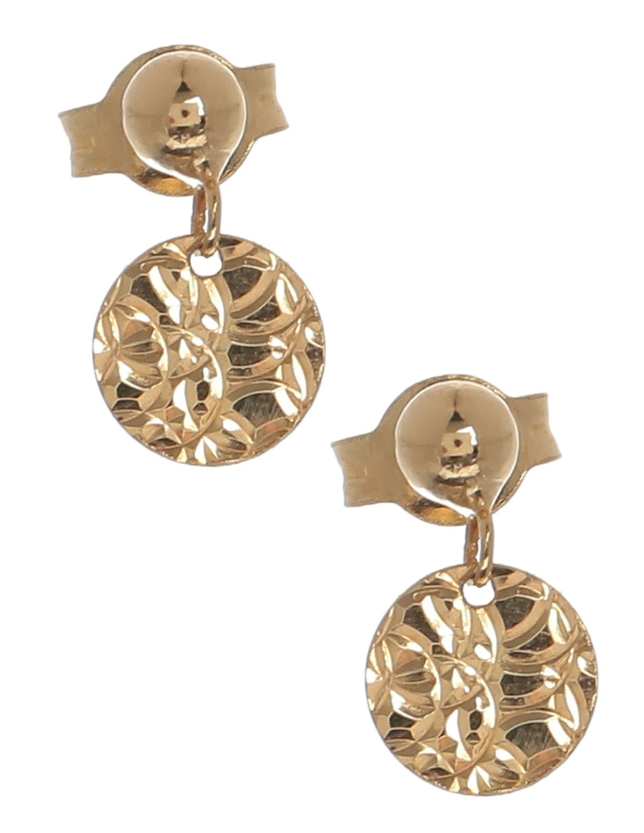 Aretes redondos de oro con acabado martillado