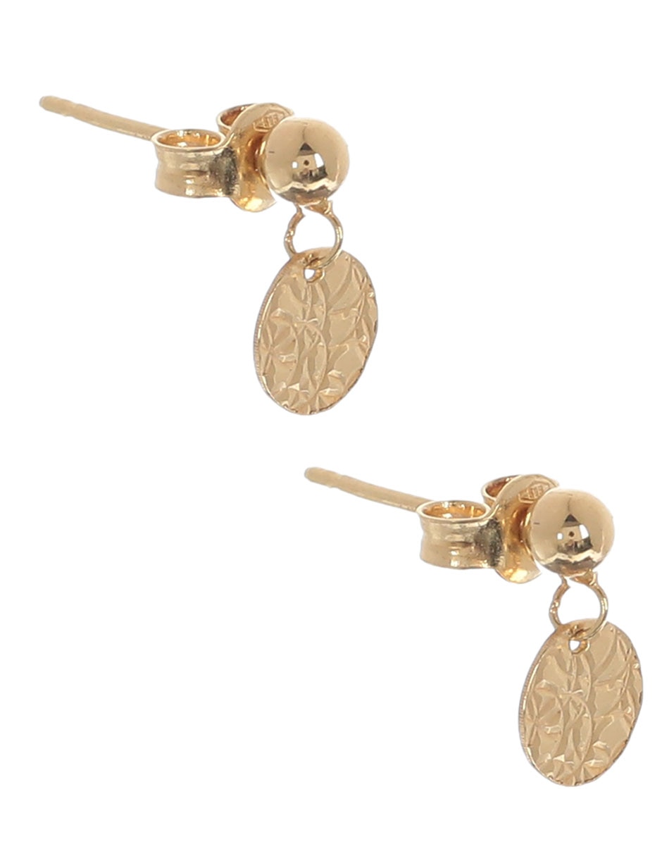 Aretes redondos de oro con acabado martillado 2