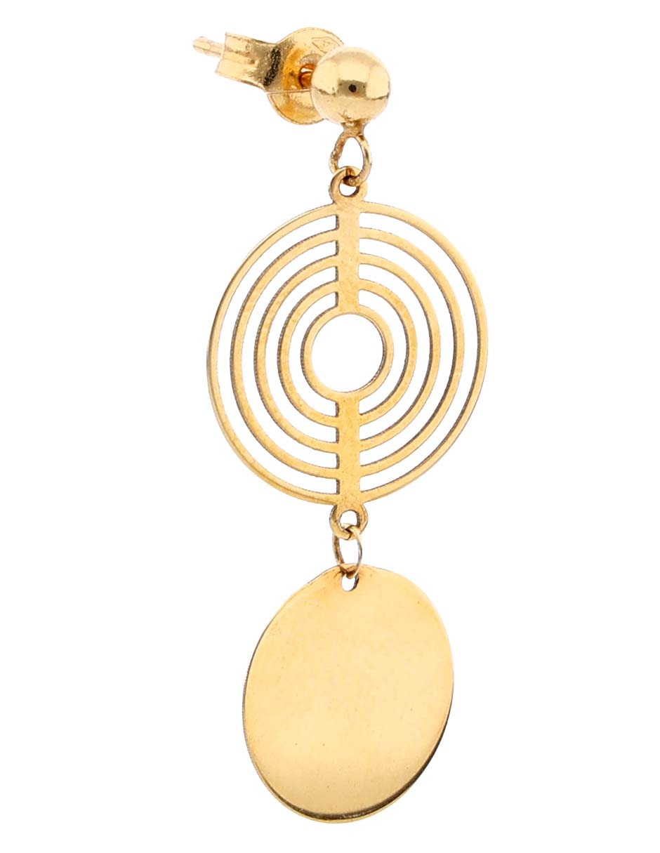Aretes cortos Unoarre de oro amarillo 14 k con acabado pulido 2