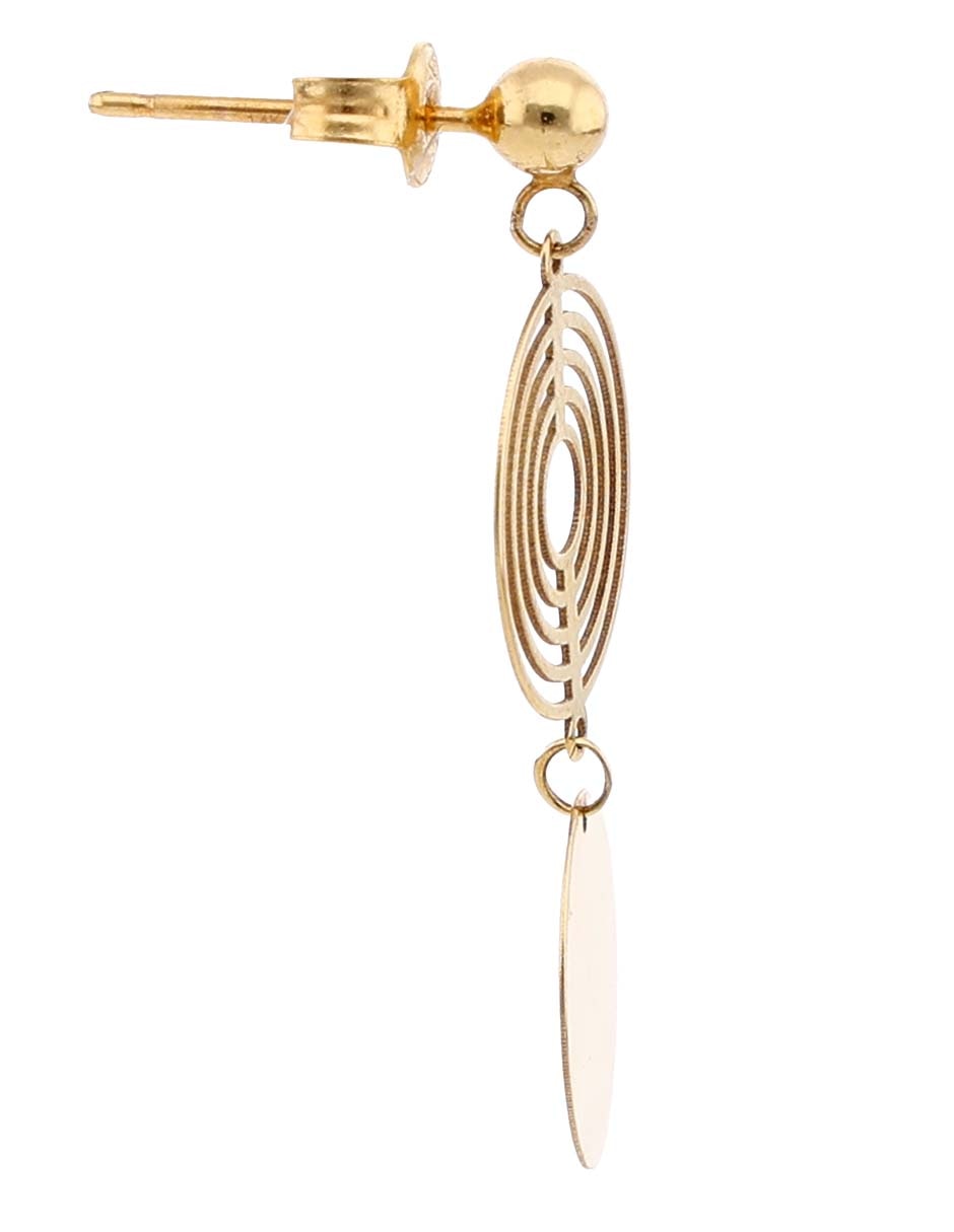 Aretes cortos Unoarre de oro amarillo 14 k con acabado pulido 3