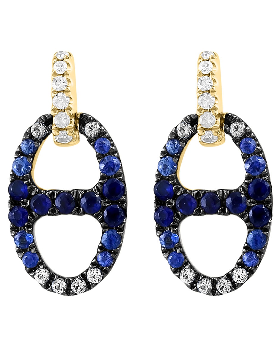 Aretes ovalados Royale Bleu de oro con acabado pavé zafiro y diamante