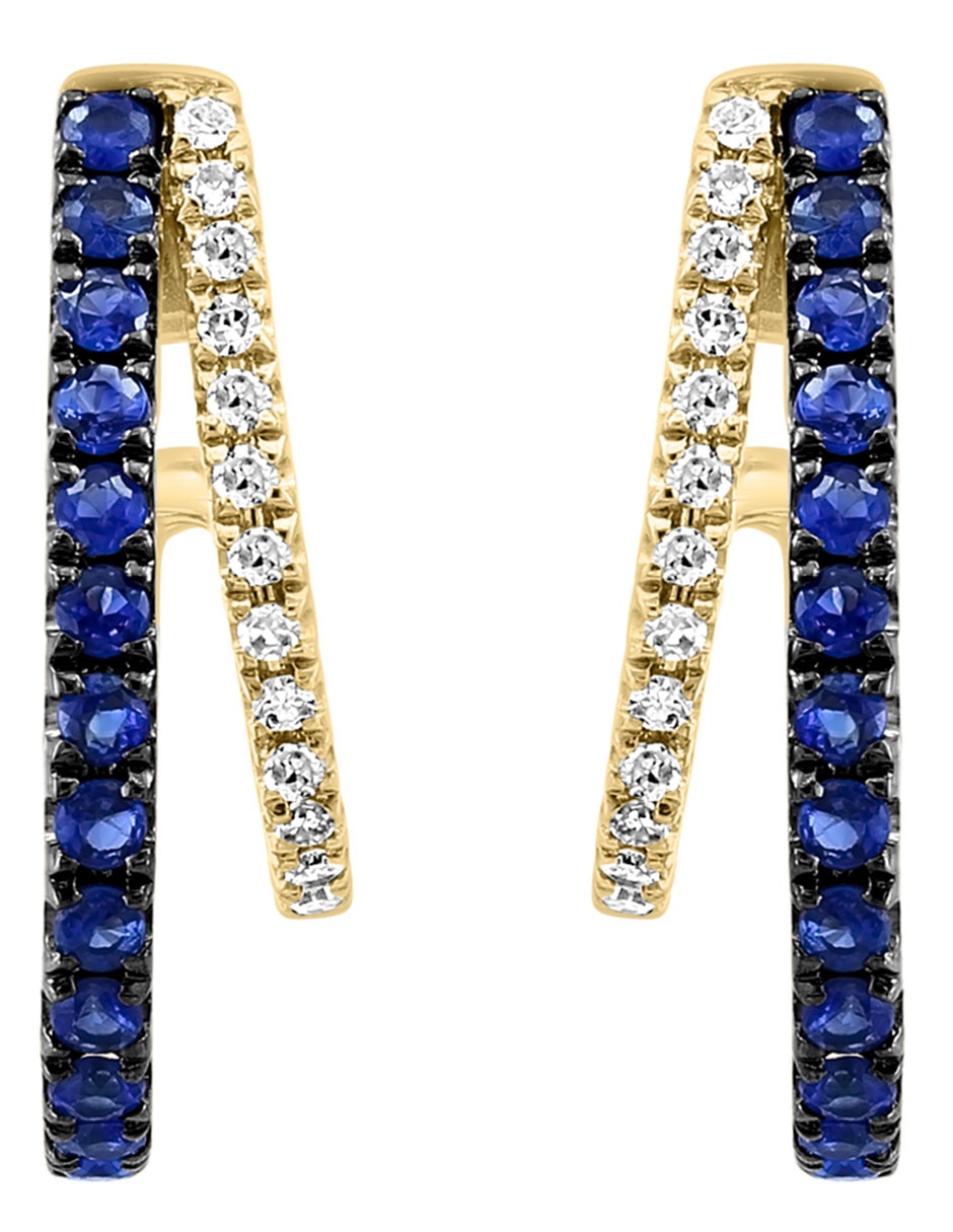 Aretes Royale Bleu de oro con acabado pavé zafiro y diamante